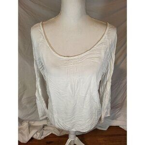 Vtge Hard Tail Rayon White‎ Size M Boho L/S Blouse Top